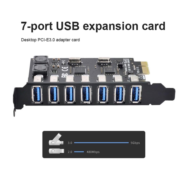 CY Card 7 Ports PCI-E to USB 3.0 HUB PCI Express Expansion Adapter 5Gbps for Motherboard - Image 4