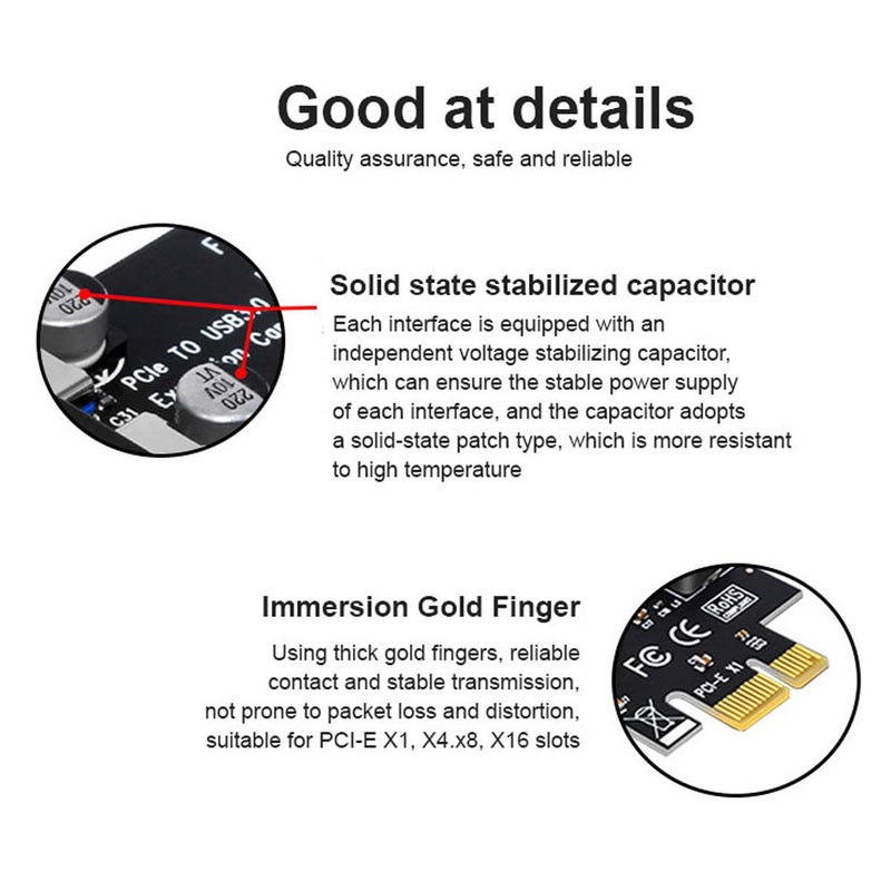 CY Card 7 Ports PCI-E to USB 3.0 HUB PCI Express Expansion Adapter 5Gbps for Motherboard - Image 2