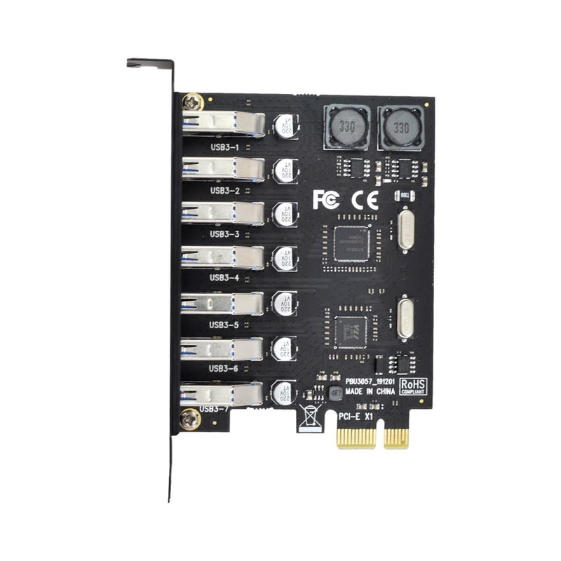 CY Card 7 Ports PCI-E to USB 3.0 HUB PCI Express Expansion Adapter 5Gbps for Motherboard - Image 1