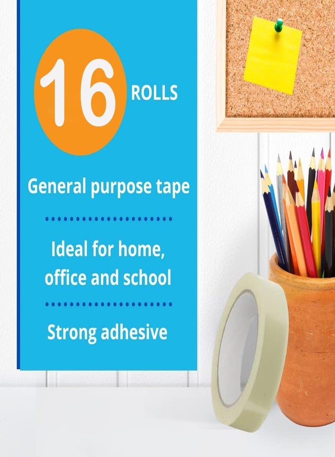 AIPL شريط تغليف شفاف من مادة AIPL BOPP - 18 مم × 65 متر | عبوة من 16 شريطًا | للتغليف والديكور وأعمال الأشغال اليدوية - Image 1