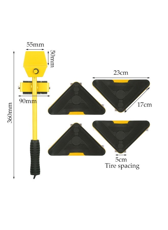 5-Piece Heavy Duty Furniture Lifter，Furniture Moving Tools with 360 Degree Rotatable Rubber Roller，Furniture Moving Sliders Mover Set ，for Home, Office and Appliance Moving - Image 3