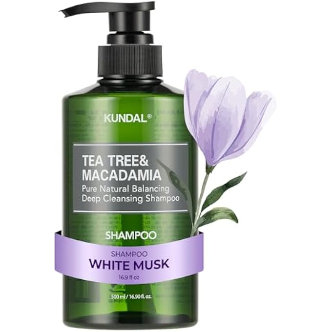 Kundal Tea Tree & Scalp Care Hair Shampoo [White Musk] Pure Natural PH Balancing Hair & Head Deep Cleansing Shampoo 500ml (16.9 Fl Oz)