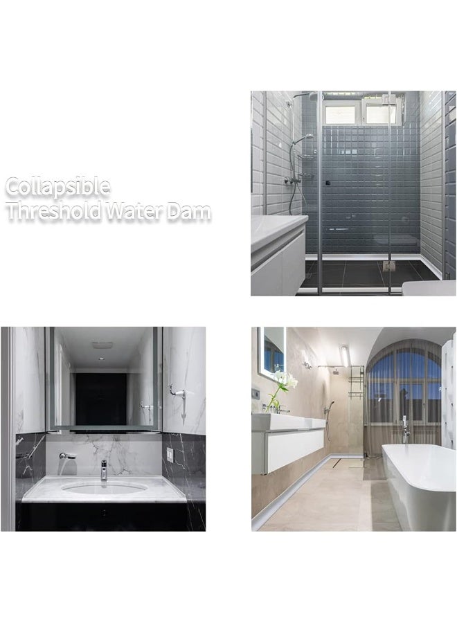 Zhuohai 40 Inches Water Barrier For Sink, Shower Threshold Water Dam Barrier, Silicone Water-Blocking Self-Adhesive Shower Splash Guards For Bathtub Sink, Bathroom, Countertop  - Image 3