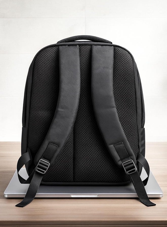 ONEZONE Black Laptop Backpack, Large Capacity Travel Bag with Front Pocket, Durable Casual Daypack - Image 3