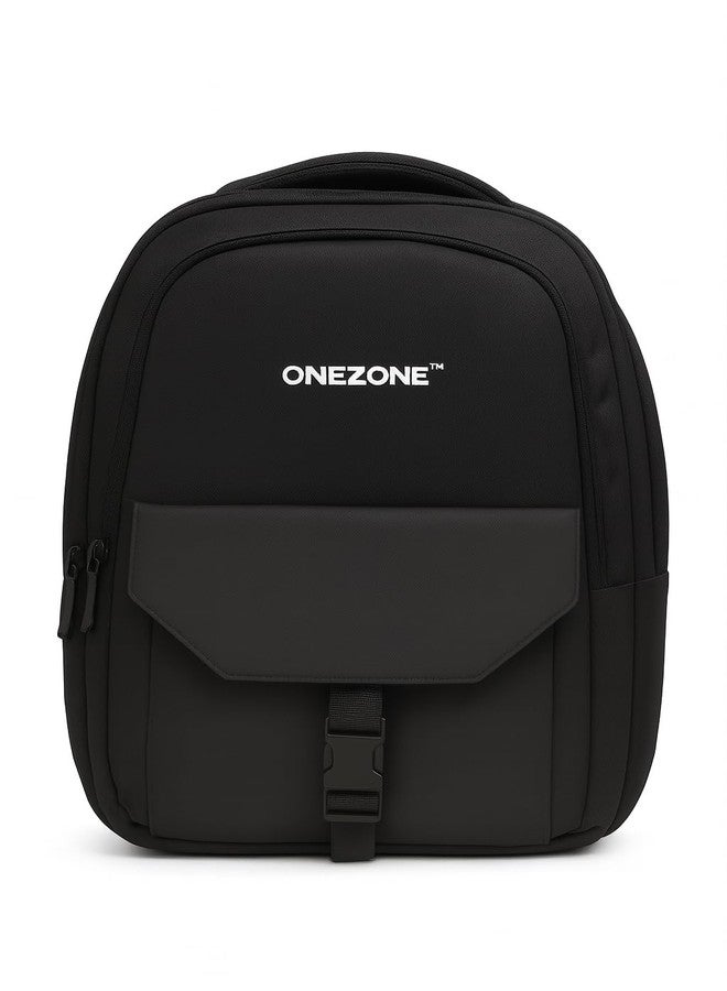 ONEZONE Black Laptop Backpack, Large Capacity Travel Bag with Front Pocket, Durable Casual Daypack - Image 1