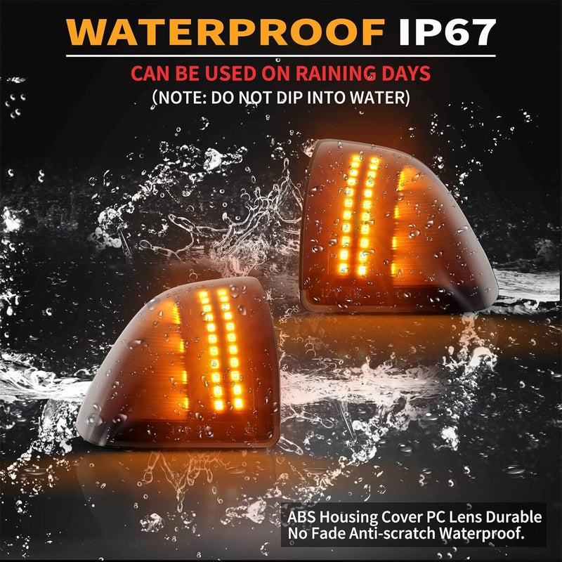 Gempro Led Side Mirror Turn Signal Light for 2010-2018 Dodge Ram 1500 2500 3500 4500 5500 Tow Mirror Lamp Smoked Len 68302828AA 68302829AA, 2PCS - Image 5