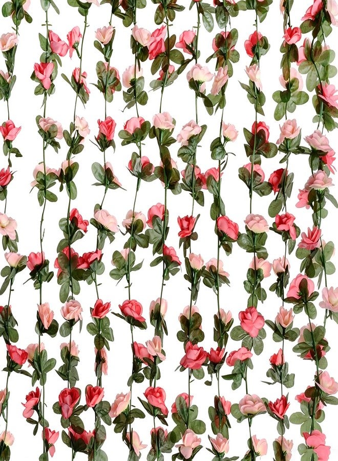 Antspirit 10 Pack Artificial Rose Vine Fake Flower Garland Fake Rose Hanging Vine Artificial Flowers for for Wedding Party Background Arch Garden Background Decoration Total 82 Ft (10, Pink) - Image 1