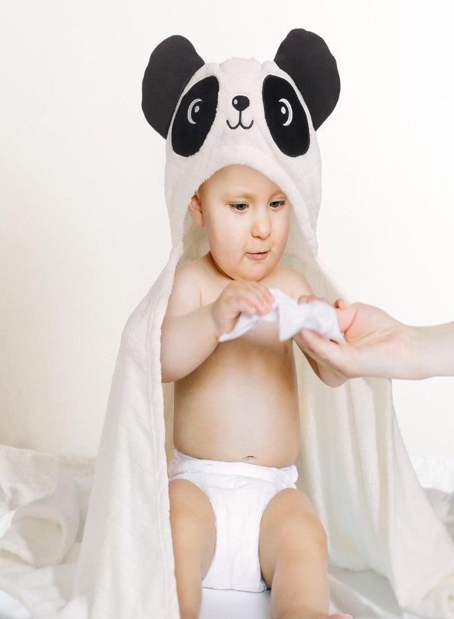 WODHOY Toddler Bath Towels Age 1-2, Soft Absorbent Animal Hooded Towel for Kids Girls, 2 Pack 50" x 32" Large Thick Baby Towels with Hood, White Panda & Pink Duck Set - Image 4