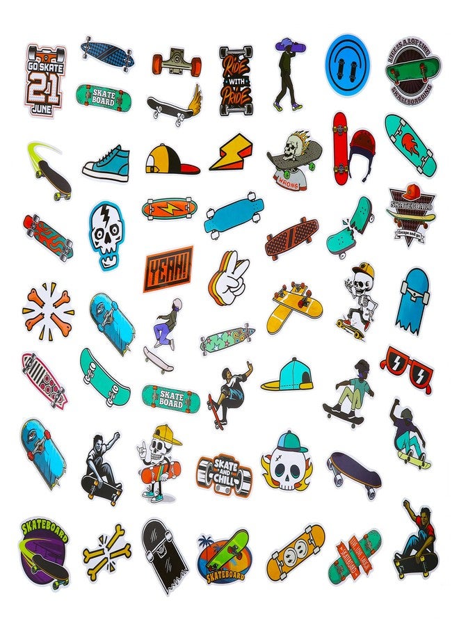 Cleverplay 100 Pack Skateboard Stickers, Skateboard Party Favors, Birthday Decorations - Image 2