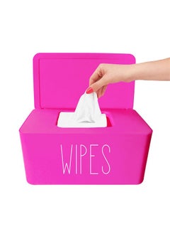Moorfowl Moorfowl Baby Wipe Dispenser for Bathroom, Upgarde Design(8.2L x 4.9W x 3.9H inches), Minimalist Hot Pink Wipes Holder Container Flushable Wipes Box with Lid for Home Office Car  - Image 1