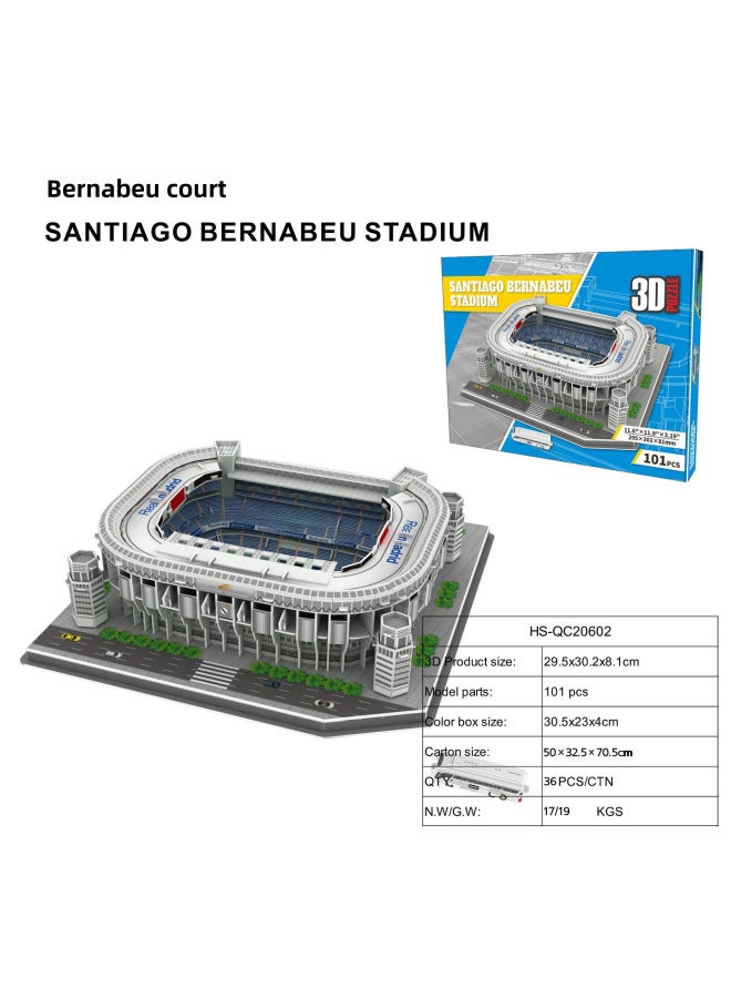 Educational Assembly Football Field Model Barca Real Madrid World Cup Diy 3d Puzzle Toy Handmade Gift-Color:Bernabeu - Image 1