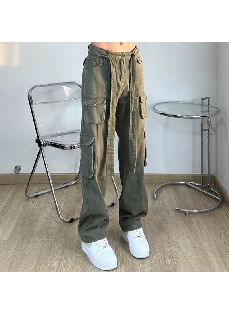 Generic - American Retro Hiphop Work Pants Loose Straight Leg Multi Pocket High Street Design Men Women Casual Trousers Fashion Brand Black - Image 1