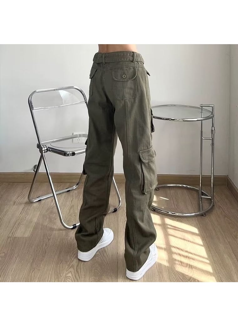 Generic - American Retro Hiphop Work Pants Loose Straight Leg Multi Pocket High Street Design Men Women Casual Trousers Fashion Brand Black - Image 1