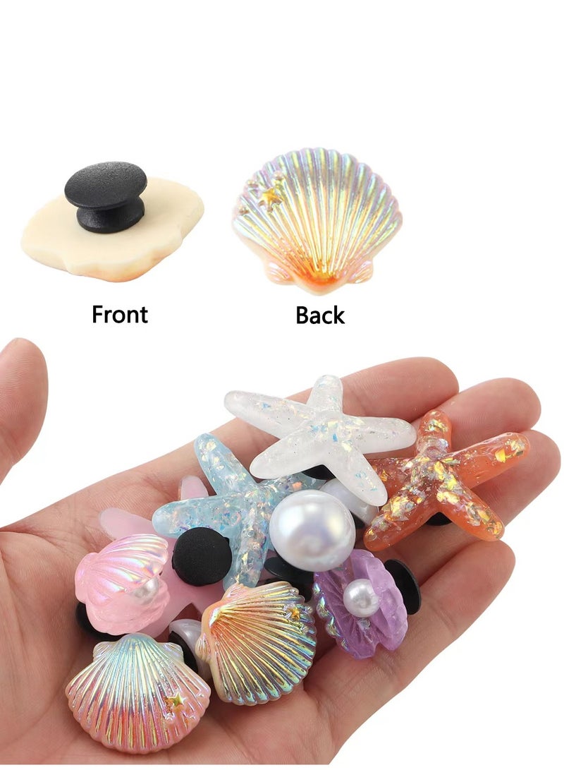 Summer Shoes Charms, Beach Charms for Women, Cute Starfish Seashell Pearl Shoe Decoration, 12PCS Girly Bling Shell Charms for Clog Sandals - Image 4