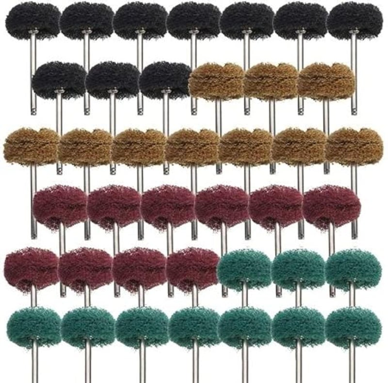 Rocaris 40 Pack 1 inch Abrasive Wheel Buffing Polishing Wheel Set for Rotary Tool - with 1/8" Shank (25mm) - Image 1