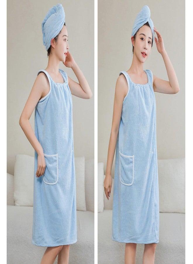PURFUN Off Shoulder Wearable Bath Towel Wrap Women Water Absorbent Beach Spa Gym Bathrobes Slip Dress Bathroom Towel Bathing Shower Cover Up Tube Dress Nightwear Sleepdress Sleeping Robe - Image 2