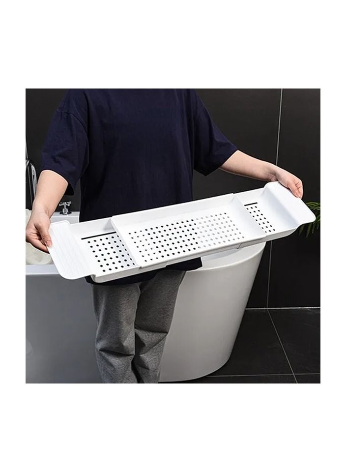 1-Piece Multi-Function Retractable Bathtub Storage Rack,Bath Tray Shelf Tub Towel Storage Shelf,Kitchen Sink Drain Holder - Image 3