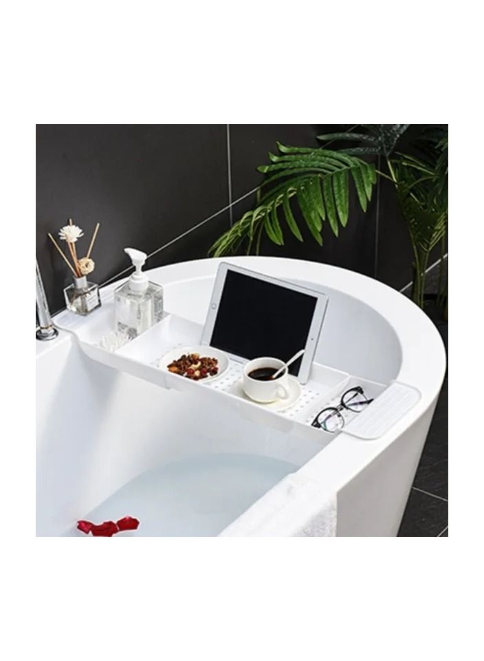 1-Piece Multi-Function Retractable Bathtub Storage Rack,Bath Tray Shelf Tub Towel Storage Shelf,Kitchen Sink Drain Holder - Image 1