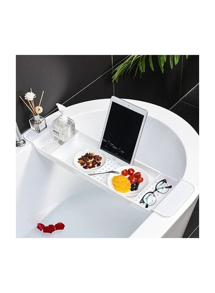 1-Piece Multi-Function Retractable Bathtub Storage Rack,Bath Tray Shelf Tub Towel Storage Shelf,Kitchen Sink Drain Holder - Image 2