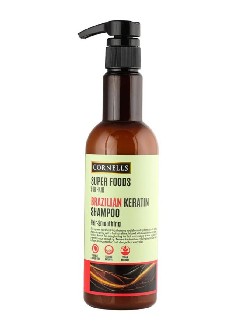 CORNELLS Super Foods For Hair Brazilian Keratin Shampoo Hair Smoothing Sulfate Free And Paraben Free 500ml - Image 1
