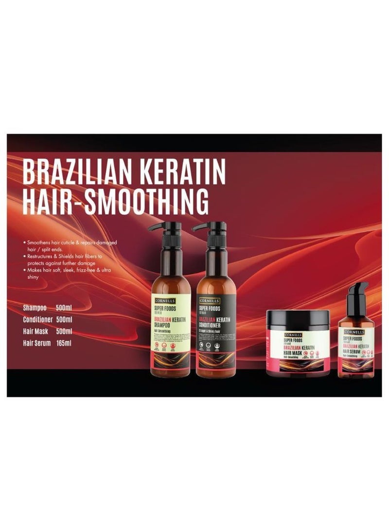CORNELLS Super Foods For Hair Brazilian Keratin Shampoo Hair Smoothing Sulfate Free And Paraben Free 500ml - Image 2
