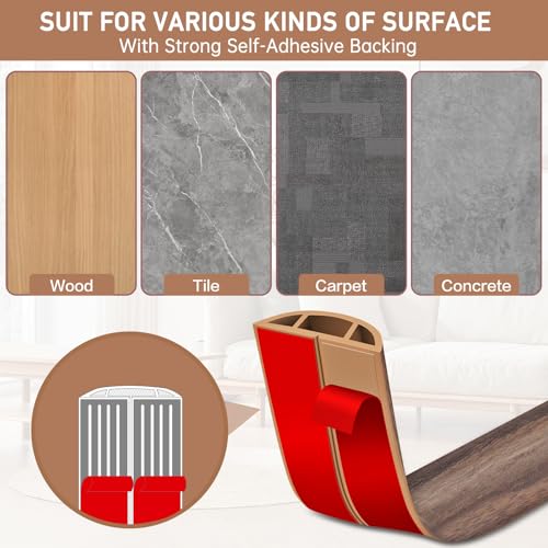 LSGCQ Floor Cord Cover Self Adhesive Cord Hider Floor Extension Cord Covers for Floor Power Cord Protector Cable Management Prevent Cable Trips Cable Cavity 0.47" W x 0.27" H (Smoked Brown Wood, 3.3Ft) - Image 4