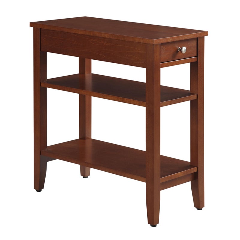 Convenience Concepts American Heritage Chairside End Table with Drawer 23.5" - Classic Living Room Table with Storage Shelf, Bedroom Nightstand, Cherry - Image 1