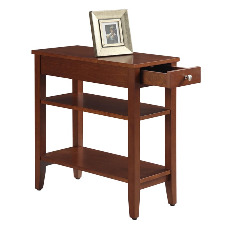 Convenience Concepts American Heritage Chairside End Table with Drawer 23.5" - Classic Living Room Table with Storage Shelf, Bedroom Nightstand, Cherry - Image 3