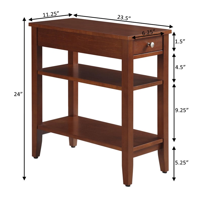 Convenience Concepts American Heritage Chairside End Table with Drawer 23.5" - Classic Living Room Table with Storage Shelf, Bedroom Nightstand, Cherry - Image 4