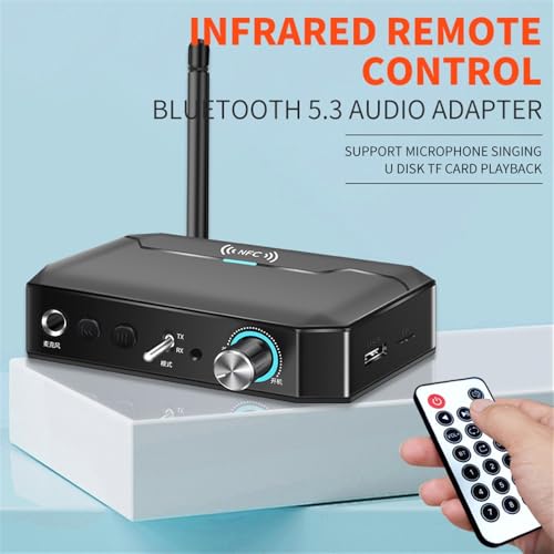 Microware T300 NFC Bluetooth Receiver Transmitter 5.3 Stereo AUX 3.5mm Jack RCA Handsfree Call Mic Wireless Music Audio Adapter TF/USB for PC TV - Image 4