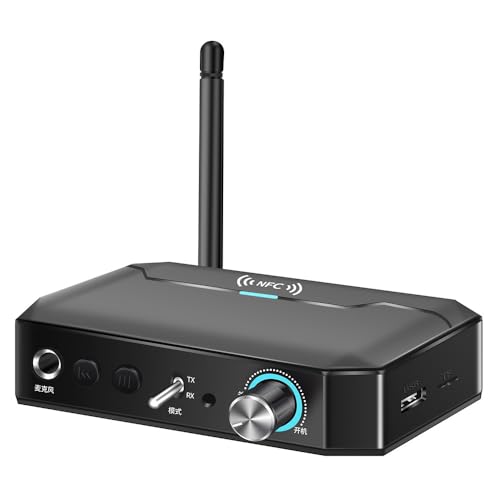 Microware T300 NFC Bluetooth Receiver Transmitter 5.3 Stereo AUX 3.5mm Jack RCA Handsfree Call Mic Wireless Music Audio Adapter TF/USB for PC TV - Image 1