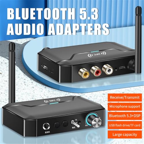 Microware T300 NFC Bluetooth Receiver Transmitter 5.3 Stereo AUX 3.5mm Jack RCA Handsfree Call Mic Wireless Music Audio Adapter TF/USB for PC TV - Image 2