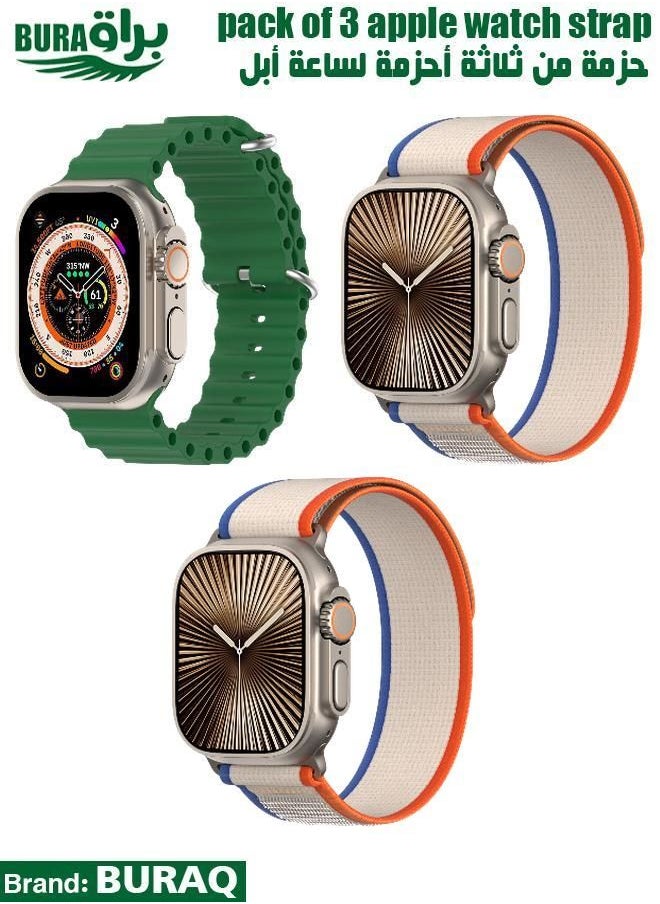 BURAQ - Apple Watch Band Strap For Apple Watch Ultra 2/Ultra 49mm, Series 10 46mm, 9/8/7 45mm, SE2/SE/6/5/4 44mm, 3/2/1 42mm - Image 1