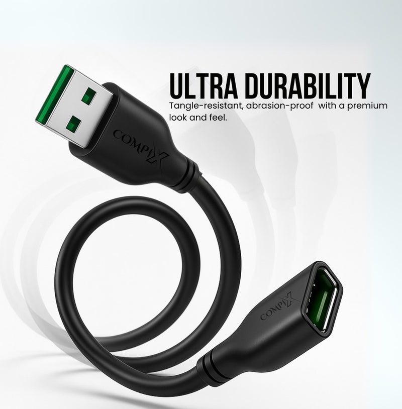 COMPIX USB 2.0 Extension Cable 3M (A Male to Female), High-Speed 480Mbps, 3D Silver-Plated Shielded USB Extension Cord for Laptop, Computer, PS5/PS4, Xbox, VR, Printer, Keyboard, MacBook, PC - Image 3