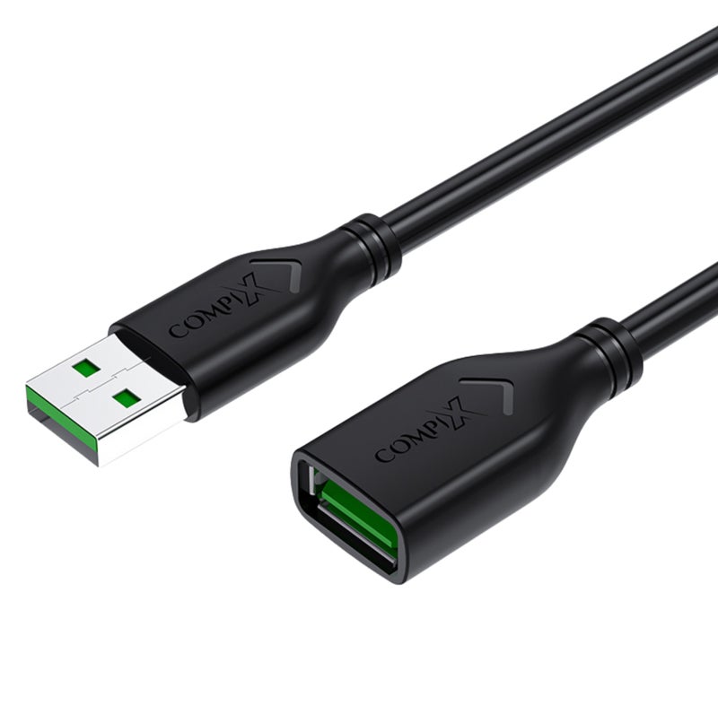 COMPIX USB 2.0 Extension Cable 3M (A Male to Female), High-Speed 480Mbps, 3D Silver-Plated Shielded USB Extension Cord for Laptop, Computer, PS5/PS4, Xbox, VR, Printer, Keyboard, MacBook, PC - Image 1