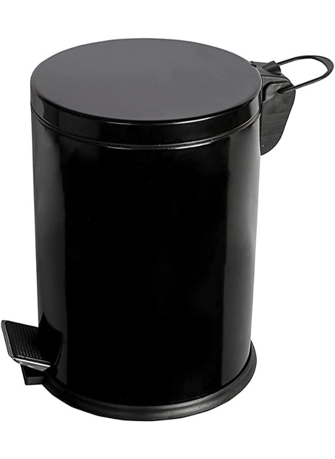 Generic Stainless Steel Black Trash Bin with Pedal (12L)Black  - Image 1