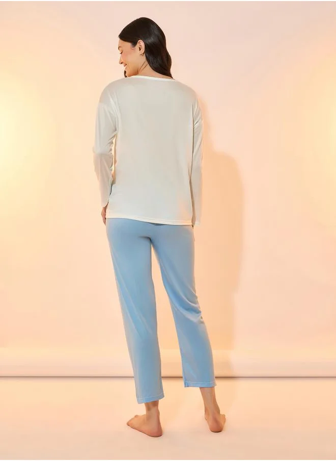 Take Two Ombre Bear Print Long Sleeve T-Shirt & Pyjama Set