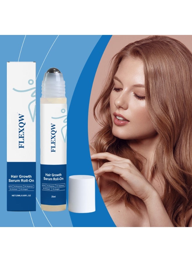 FLEXQW Hair Growth Serum Roll-On - 25ml | Natural Formula with Rosemary, Redensyl, Anagain & Aminexil for Thicker, Stronger Hair | Easy-to-Use Scalp Massager for Men & Women - Image 3