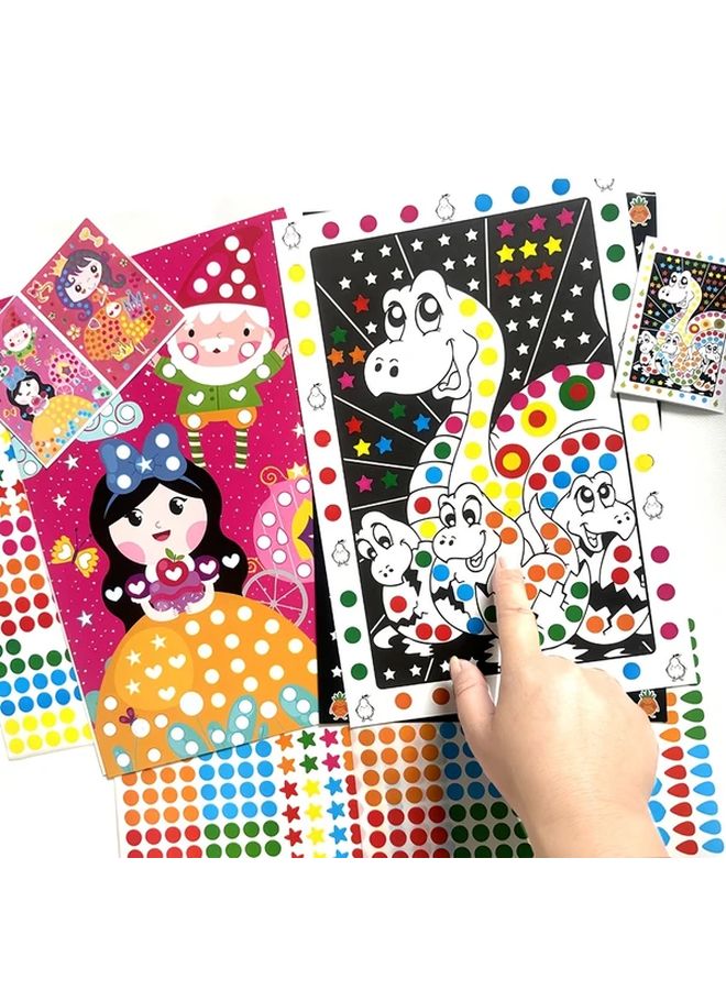 10pcs DIY Stickers Colorful Cartoon Princess Animal Paint By Dot Art For Kids - Image 3