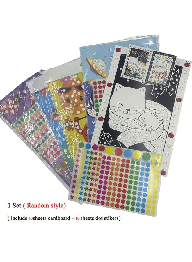 10pcs DIY Stickers Colorful Cartoon Princess Animal Paint By Dot Art For Kids - Image 1