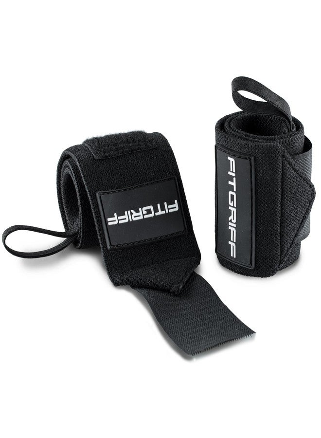 Fitgriff® Wrist Wraps for Weightlifting (18") Heavy-Duty Support for Gym, Bench Press, and Pushups (1 Pair) - for Men and Women (Black) - Image 5