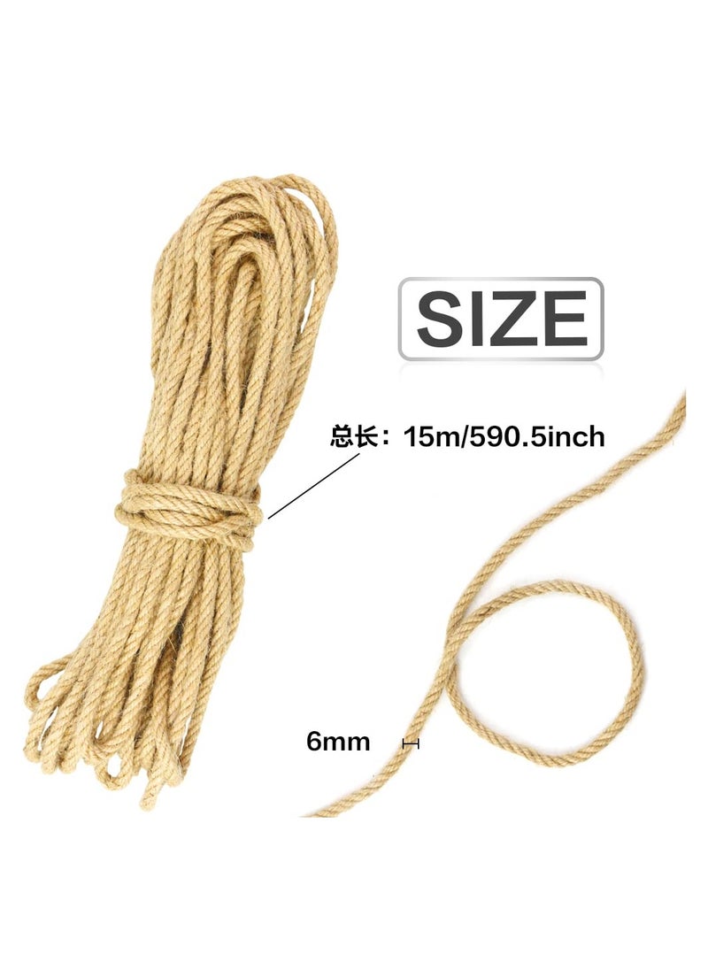 SYOSI 50 Ft Natural Sisal Rope for Cat Tower and Tree, Cat Scratching Post Replacement Heavy Duty Rope Heavy Duty Jute Twine Home Decoration for Scratching Pad, DIY Projects, Home Decoration (1/4")  - Image 4