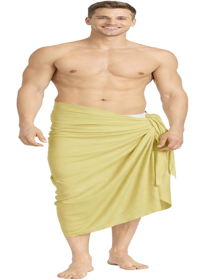 LA LEELA Men's Casual Vacation Pareo Sarong Wrap One Size Corn Plain - Image 1