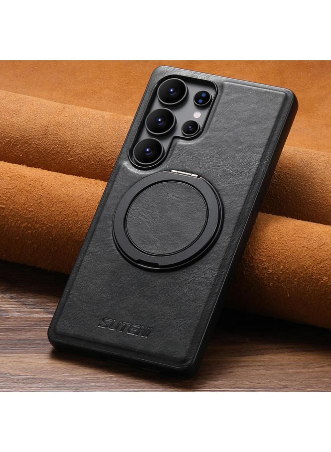 Suteni Case For Samsung Galaxy S22 5G G3 Oil Wax 360 Rotation Holder MagSafe Back Phone Case - Image 2