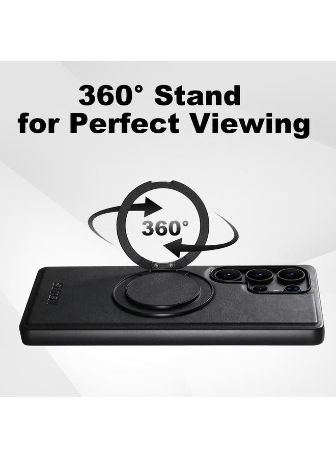 Suteni Case For Samsung Galaxy S22 5G G3 Oil Wax 360 Rotation Holder MagSafe Back Phone Case - Image 3