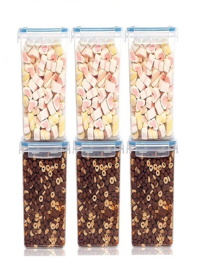 ENTITY Airtight Plastic Storage Container Set for Kitchen Storage - 2100ml Containers | Unbreakable & Air-Tight Design | BPA Free Container (Pack of 6) - Transparent - Image 1