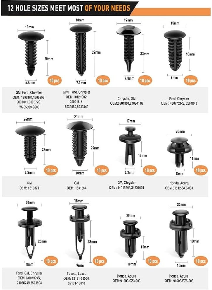 238 Pieces Practical Trim Removal Tools, Car Push Pin Bumper Retaining Clip Set, Fastener Terminal Removal Tool, Adhesive Wire Clip Pry Kit, Car Panel Radio Removal Automatic Pliers - Image 5