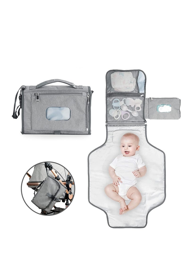 SYOSI Baby Changing Pad Multifunctional Newborn Bag with Wipes Pocket Waterproof Portable Travel Infant Changing Diaper Mat Compact Diaper Changing Mat Kit for Mom Dad Baby Shower Gifts  - Image 1