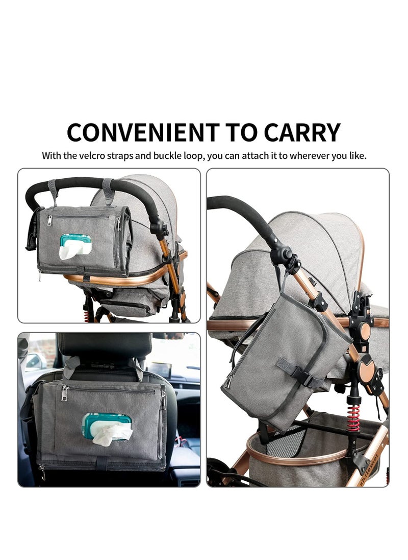 SYOSI Baby Changing Pad Multifunctional Newborn Bag with Wipes Pocket Waterproof Portable Travel Infant Changing Diaper Mat Compact Diaper Changing Mat Kit for Mom Dad Baby Shower Gifts  - Image 4