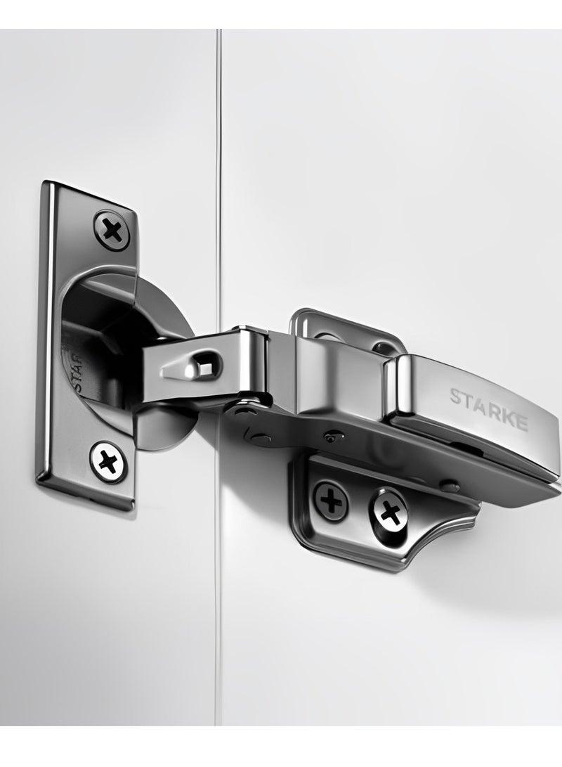 STARKE Pack of 1 Full Over Lay Soft Close Fast Mounted 1 Section Force Buffering Hinge - Black Electroplated, 105 Degree Opening Angle, 14-22 mm Application, Protective Cover & Screws included.  - Image 2